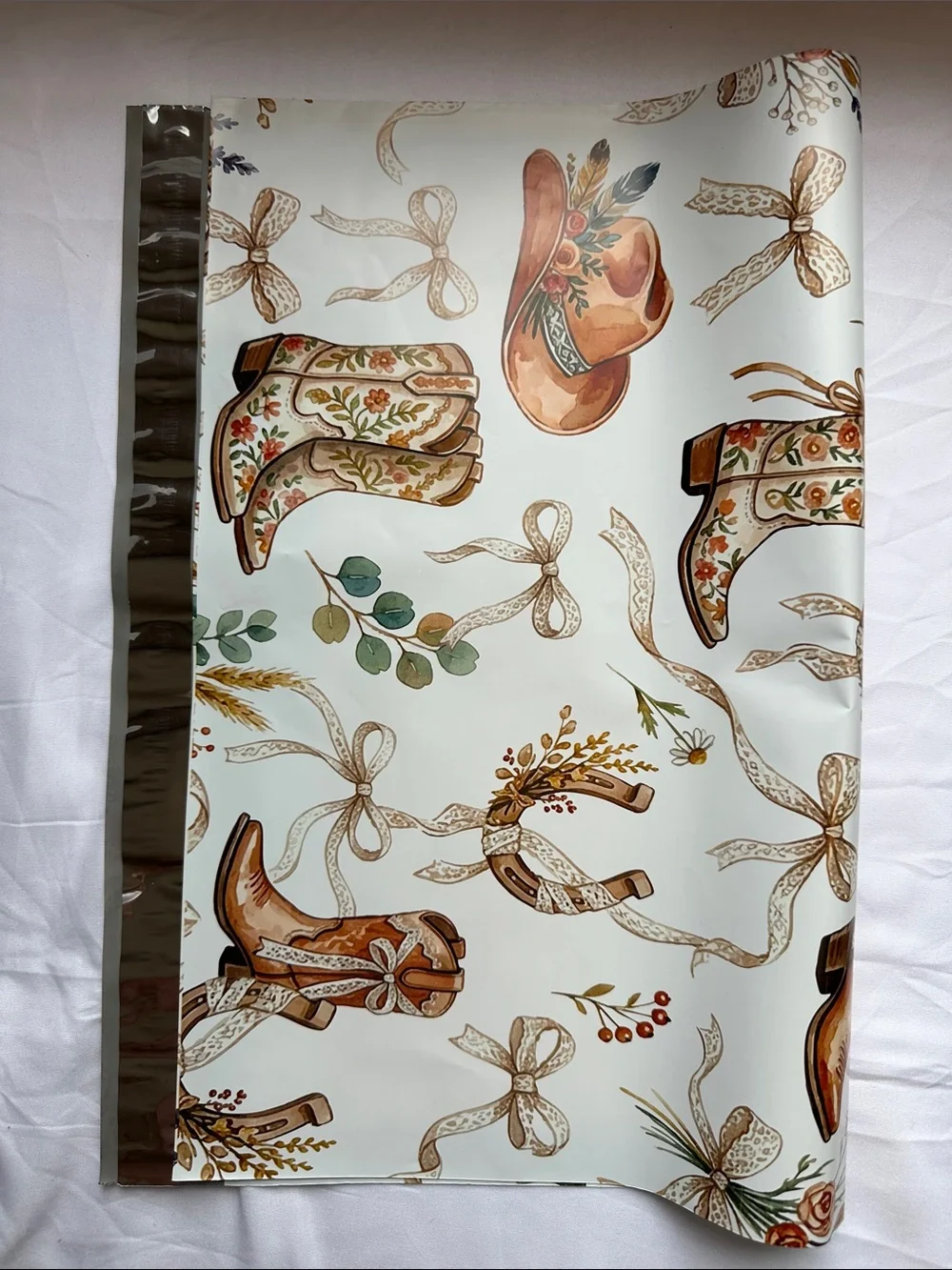 Western Cowgirl Boot Hat Poly Mailers 14x17 Shipping Bags 20 Count